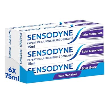 SENSODYNE - Dentifrice Soin Gencives - Aide à Maintenir des Gencives Saines - Action Cliniquement Prouvée pour Soulager la Sensibilité Dentaire - Lot 6 x 75 ml