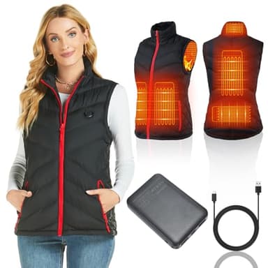 Gilet Chauffant Électrique Léger Pour Femme, Rechargeable Par USB Avec Poches, Gilet Chaud Hiver Slim Fit Pour Randonnée et Pêche
