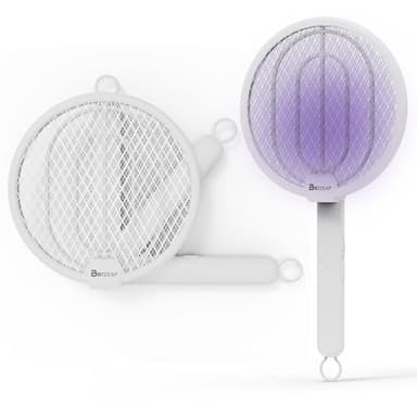 Buzzeap Raquette Électrique Insectes Anti-Mouches 3 en 1 avec Lampe UV, Tue-moustiques Haute Tension 4000 V, Rechargeable 1500 mAh, Pliable et légère pour l'intérieur de la Maison, la Cuisine