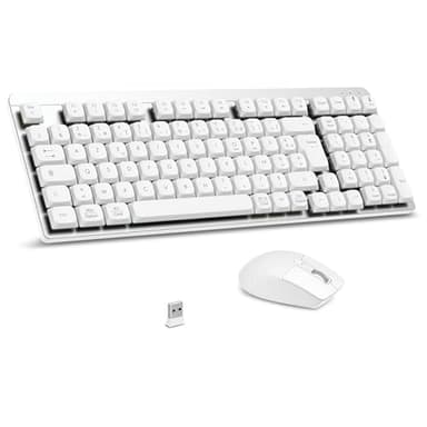 LeadsaiL Clavier Souris Mécanique sans Fil, FA98 Low Profile Ensemble Clavier et Souris avec Interrupteur Rouge, Français AZERTY, Connexion 2.4Ghz, 98 Touches for Windows MacOS Computer PC-Argent