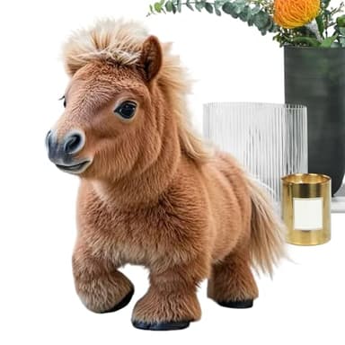 Jouet en peluche robot poney réaliste – Cheval interactif de marche et de simulation sonore – Poney robot électronique doux pour garçons et filles, jeu créatif, cadeaux d'anniversaire et de fête des e