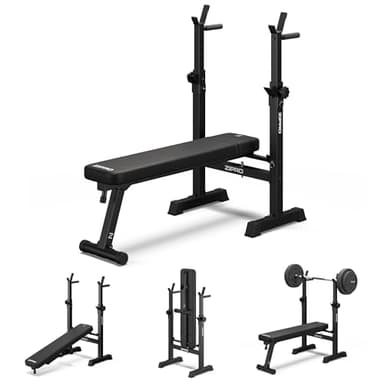 ZIPRO Banc de musculation pour développé couché banc plat avec support barre réglable banc fitness pliable avec poignées de pompes charge max 230 kg pour home gym