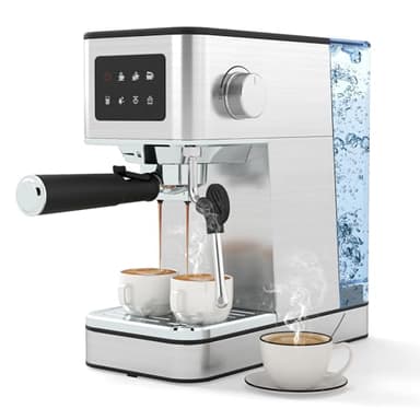 RELAX4LIFE Machine à Expresso 20 Bar avec Tige à vapeur Réglable, 1,7 L Réservoir Amovible, Écran LCD, Chauffe-tasses, Mousseur de Lait, Cafetière 1400W pour Cappuccino Latte Barista