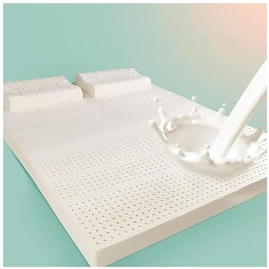 BIRJXVTO Matelas Latex Super Doux 100% Naturel Design Simple Matelas Relaxant en Latex pour Chambre À Coucher avec Surmatelas, Surmatelas en Latex Naturel,2.5cm,180x200cm