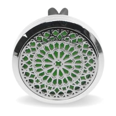 Zen’Arôme Diffuseur de Parfum pour Voiture Clip’Arôme, Désodorisant Voiture Pour Parfum et Huile Essentielle, Acier Inoxydable, Clip sur Grille de Ventilation, Motif Rosace + 5 Buvards Réutilisables