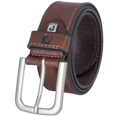 Pierre Cardin Ceinture Homme en Cuir de Vachette Pleine Fleur, 40 mm Large et 3,8 mm Fort, Ajustable pour Jeans, Marron, Taille 120
