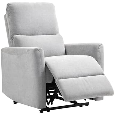HOMCOM Fauteuil inclinable, Fauteuil Relax Manuel, avec Dossier et Repose-Pieds réglables, Assise rembourré, Tissu en Lin, pour Chambre à Coucher, Salon et Home cinéma, Gris Clair