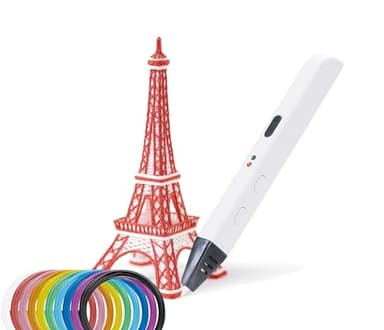 Stylo 3D avec 10 filaments PLA colorés (30 m) - Stylo d'impression 3D avec contrôle précis, adaptateur EU, outil de réglage, cadeau créatif pour adultes et enfants +8