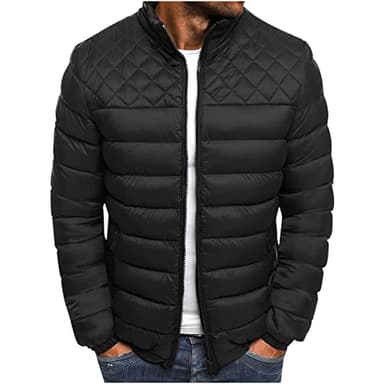 Générique Doudoune Homme Hiver Matelassée Vest Col Montant Chaud Mantea Coton Blouson Légère Puffer Jacket Sans Capuche Veste Zipper Bomber Jacket Couleur Unie D'extérieur Noir L
