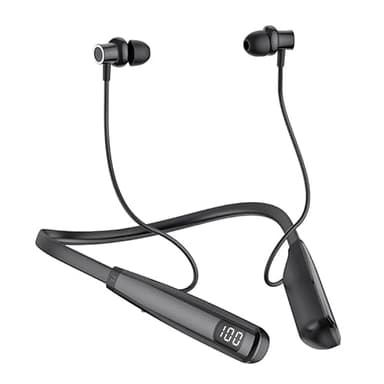 Écouteurs sans fil Bluetooth, nouveau Bluetooth 5.2 temps de lecture jusqu'à 100 heures d'affichage LED de la batterie, écouteurs Bluetooth avec microphone, casque de course à pied intra-auriculaire
