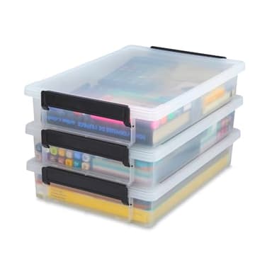 Iris Ohyama, Boîtes/Lot de 3 boîtes de Rangement, Boite de Rangement, Boite Plastique, Document, 3 x 4 L, Empilable, avec Couvercle, Maison, Bureau - Organiser Box LLB-A4 - Transparent