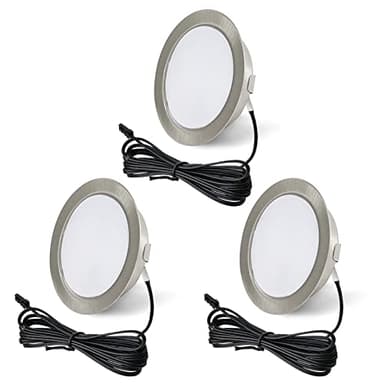 URing Spot Encastrable LED 12V Dimmable 3,5W 3000K Blanc Chaud 300LM Extra Plat, Plafonnier Pour Meuble Avec Câble de 2m, Lot de 3, Nickel