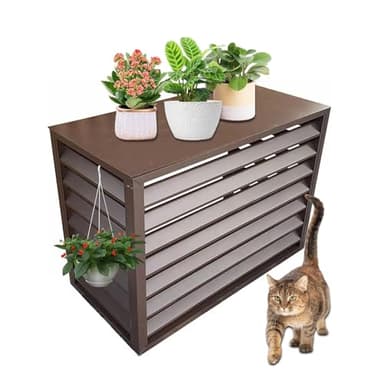 CVERTHAF Brise-Vue extérieur en Aluminium pour climatiseur et Pompe à Chaleur, Protection Contre Les Regards indiscrets et réduction du Bruit (Marron, 100 cm)