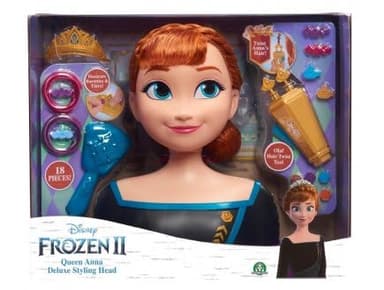 cavernedesjouets pour Reine des neiges 2 - Tete a coiffer Deluxe Anna 18 Pieces - Poupee Princesse - coiffures fantastiques - Set Jouet et Carte