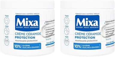 Mixa Expert Peau Sensible - Crème Céramide Protection - Anti-Sécheresse Sévère - Peaux Très Sèches et Fragilisées - Visage, Corps, Mains - Hypoallergénique - Sans Parfum - 400ml - Lot de 2