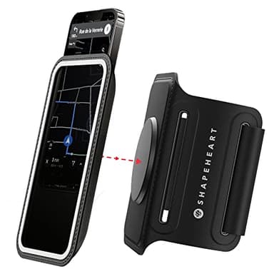 SHAPEHEART innovation française, Brassard telephone sport universel pour running, course à pied, rando... Brassard pour smartphone avec pochette magnétique détachable imperméable