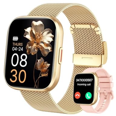 taopodo Montre Connectée Femme, 1.91" HD Smartwatch Fonction Féminine avec Appel Bluetooth 5.4, 120+ Modes Sportifs, 200+ Cadrans personnalisés, 24H Moniteur Sommeil/FC/SpO2, Android iOS, Or Rose