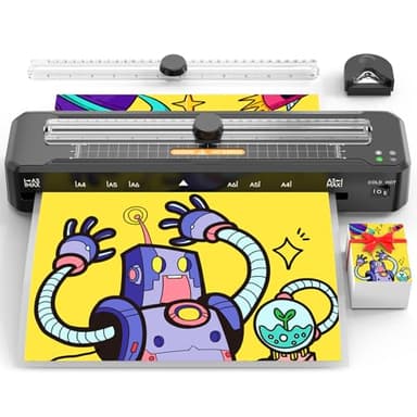 Plastifieuse A3 Professionnelle, Mode Chaud & Froid, avec Coupe-papier et Arrondisseur d'Angle Intégrés, Compatible avec Feuilles A3/A4/A5/A6/A7, Idéale pour Maison, École et Bureau