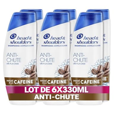 Head & Shoulders Anti-chute Shampoing Antipelliculaire 6x330ml Usage Quotidien - À la Caféine - Jusqu'à 100% Des Pellicules Éliminées, Cliniquement Prouvé - Tous Types de Cheveux et de Cuir Chevelu
