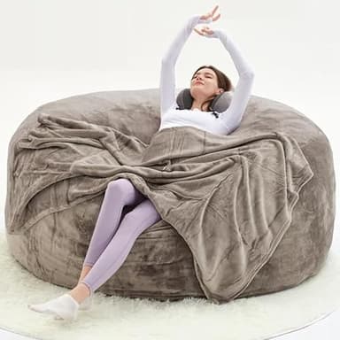 Générique Fauteuil Pouf Adulte,Bubble Sofa,Gros Pouf geant XXL, Doux et Confortable démontable Facile à Nettoyer, adapté à la Chambre à Coucher, dortoir Chaise de Lecture (Khaki, 150 cm(XL))