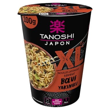 TANOSHI - Cup Nouilles japonaises instantanées - Saveur Bœuf Yakiniku - Cup XL - 100 g - Pour 1 personne
