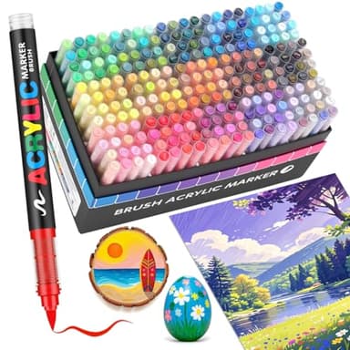 Guangna 240 Feutre Acrylique, stylos acryliques à pointe pinceau pour le coloriage adulte ,Acrylic Paint Markers pour Coloriage, Pierre, Céramique,Calligraphie, Verre, Bois, Toile