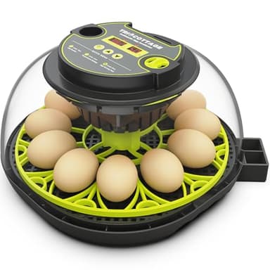 Couveuse Oeuf Automatique, TRIOCOTTAGE Incubateur 12 Oeuf de Poule avec Humidité+Rotation Automatique+Mire-œufs, Contrôle Numérique de la Température pour l'incubation des Poussin et Cailles.