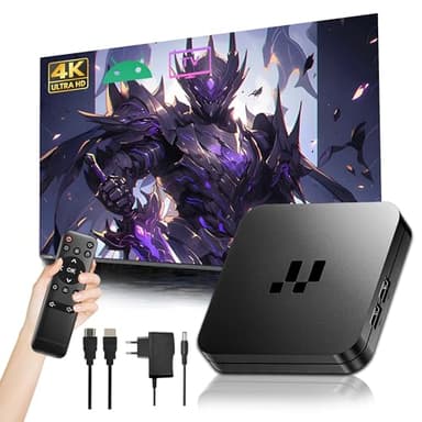 2026 Y1 Android 16.0 Boîtier TV, Smart Box 4K HD pour Téléviseur avec WiFi 2,4GHz + 5GHz, Appareil TV Boîtier Chaîne Internet, Puce S905, USB 2.0, Compact et Puissant (Télécommande Infrarouge)