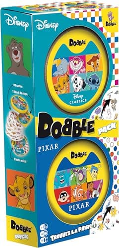 Asmodee - DOBBLE : Super Pack Disney et Pixar - Jeux de société - Jeu de Cartes, rapidité et Observation - Jeu Famille et Enfants à partir de 6 Ans - 2 à 8 Joueurs - Version française