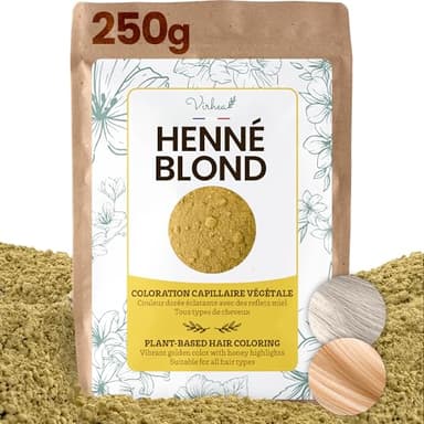 Henné Blond Naturel 250g - Coloration Végétale Cheveux Blonds - Couleur Cheveux Blond Éclatante - Soin Capillaire Naturel - VIRHEA