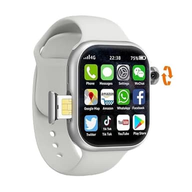 XINDADA Montre intelligente VP19 S10 originale avec carte SIM 4G, Android 10, 128 Go de ROM, caméra rotative à 190°, GPS, WIFI, écran AMOLED de 2,29 pouces pour adultes (Gris, 4 Go 128 Go)