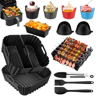 Moule Silicone Air Fryer pour Philips Série 2000 6.2L, Airfryer Accessoires Set pour Philips 6.2L NA230, Réutilisable Accessoires Airfryer avec Grille Racks/Muffin-/ Pain Moule etc