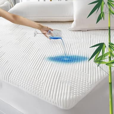 GRT Protège Matelas 140x200 cm Fibre de Bambou, Alèse Certifié Oeko-TEX, Surmatelas Imperméable Respirant,Bonnet jusqu'à 40cm avec Élasticité Tout Autour