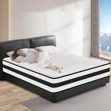 Matelas 140x190 cm Luxe - Épaisseur 26 cm - Mousse a Mémoire - Multi-Densité - Noyau à ressorts - Ultra Doux et Confortable - Haute Resilience - Mi-ferme - Respirante - Ergonomique Hypoallergénique