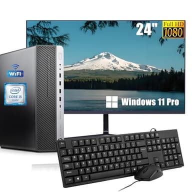 HP EliteDesk 800 G3 SFF Ordinateur de bureau avec écran 24 ", Intel Core i5-6600, 16 Go de RAM, SSD 256 Go, WiFi, Bluetooth, clavier QWERTY américain, Windows 11 Pro (reconditionné)