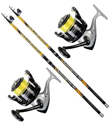 MG FISHING Kit Surfcasting Trabucco Vektor Pro Surf 2024 4 m 150 g + 2 moulinets trébuchet déjà embobbinés (2 VEKTOR 4 MT 150 g + 2 DAYTON 6500)