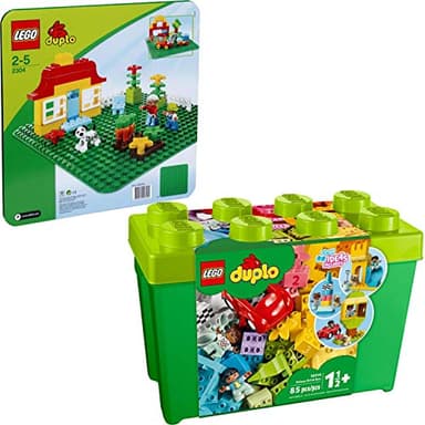 Le go® Duplo® 2304 10914 Lot de 2 plaques de construction vertes + boîte en pierres Deluxe