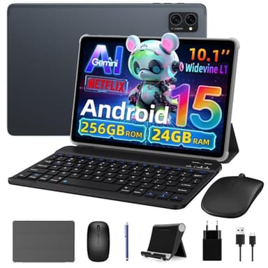 2026 dernier modèle Tablette avec stylet 10 pouces Android 15 tablet Ultra-Performante - Clavier & Souris Inclus - Gemeni AI Android Tablets Processeur 8GB RAM+256GB ROM Widevine L1 Garantie 5 ans