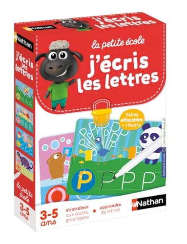 Nathan - La Petite Ecole, J'Ecris les Lettres - S'entrainer aux Gestes Graphiques, Apprendre les Lettres - Jeu Educatif - Coffret de 6 Progressifs - Pour Enfants à partir de 3 ans