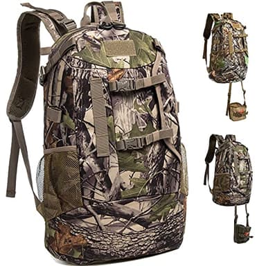 MARITTON Sac à dos de chasse, sac de chasse durable avec arc et système de transport de fusil pour le camping, la chasse, la randonnée., Vert camouflage, Large, Randonnée
