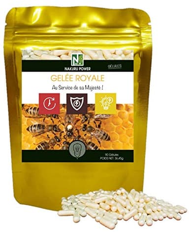 NAKURU | Gelée Royale | Gamme Power | Fabriqué en France | "Au Service de sa Majesté!" | (90 Gélules de 405mg / Poids Net: 36,45g)
