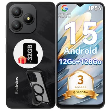Blackview Wave 9C Telephone Portable Pas Cher 4G, 6.56'' HD+ Smartphone Pas Cher, Téléphone Portable 12Go+128Go/2To TF, Android 15, 5000mAh, 13MP+8MP, Étui de Téléphone Rotatif, Face ID, GPS