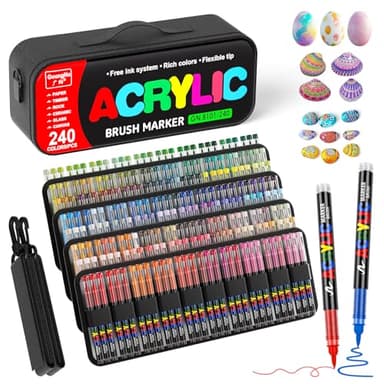 Sanyetral 240 Couleurs Feutre Acrylique, Marqueur Acryliques, Adulte Acrylique Convient pour Bois, Toile,Tissu, Verre, Métal, Papier, Céramique, œufs de Pâques, Décorations (240)