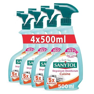 Sanytol Dégraissant Désinfectant Protection Cuisine 500 ml - Lot de 4