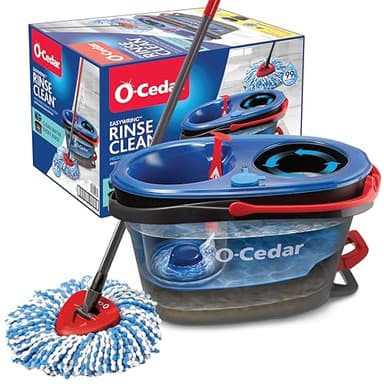 O-Cedar - EasyWring RinseClean Spin Mop & Bucket- Système de Nettoyage pour sols en Microfibre - Gris.