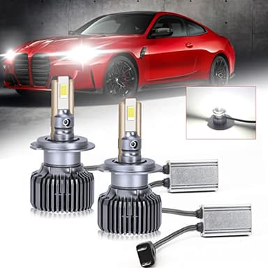 JMEST LEAD Ampoule H7 LED, 100W 10000LM Super Lumineux 6500K Blanc Froid Sans Ombres, Kit de Conversion LED H7 Tout-en-un Remplacer les Ampoules Halogènes et Xénon (2PCS)