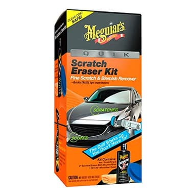 Meguiar's G190200EU Kit Efface-Rayures Rapide - Élimination Facile des Éraflures sur Carrosserie - Contient Tampon Mousse, ScratchX 2.0 et Serviette Microfibre pour Finition Brillante