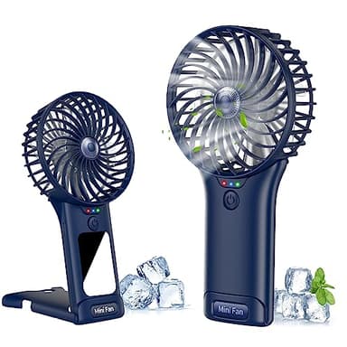 Ventilateur Portable à Main Silencieux, Mini Rechargeable USB, Avec Miroir, à Piles 4 Vitesses Pour Bureau et Voyage