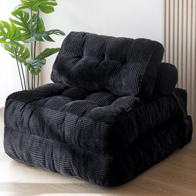 MAXYOYO Canapé-lit pliable et convertible avec oreiller, matelas avec support dorsal, fauteuil-lit portable et confortable pour salon, chambre à coucher, noir