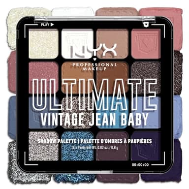 NYX Professional Makeup Palette de Fards à Paupières Ultimate Shadow, 16 couleurs, Finition Intense et Longue Durée, Formule Vegan Sans Ingrédients d'Origine Animale ou Dérivé, Vintage Jean Baby